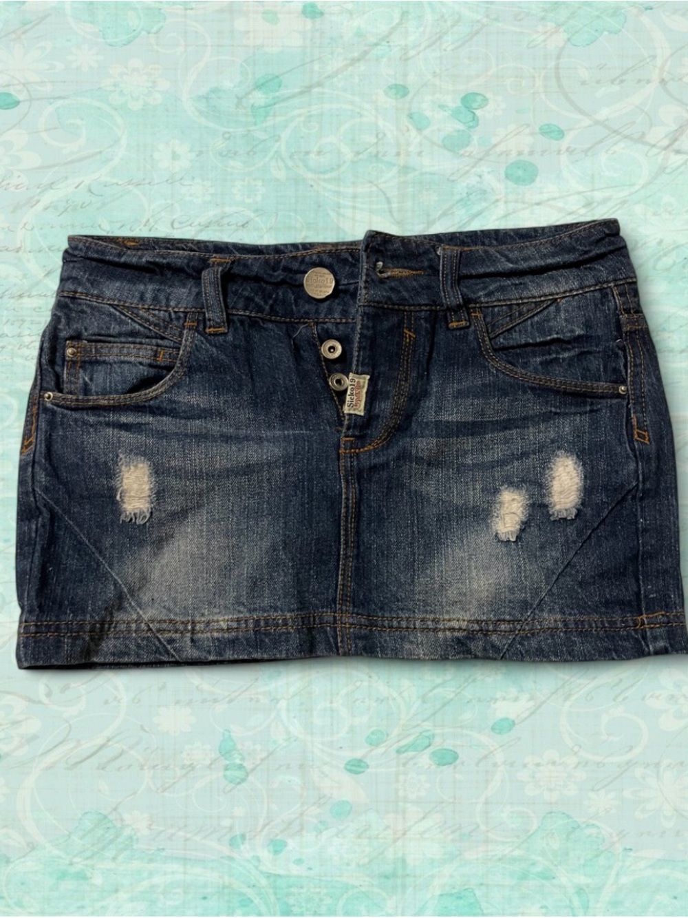 Pull&Bear Dark Blue Distressed Denim Mini Skirt